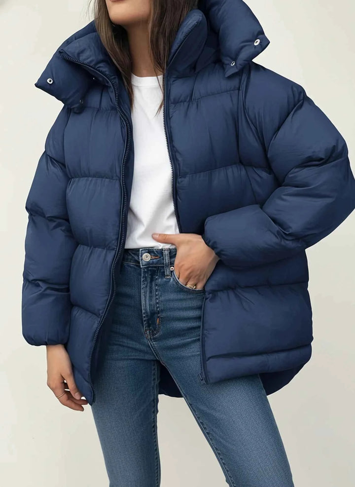 Women's Oversized Winter Puffer Jacket Navy Blue