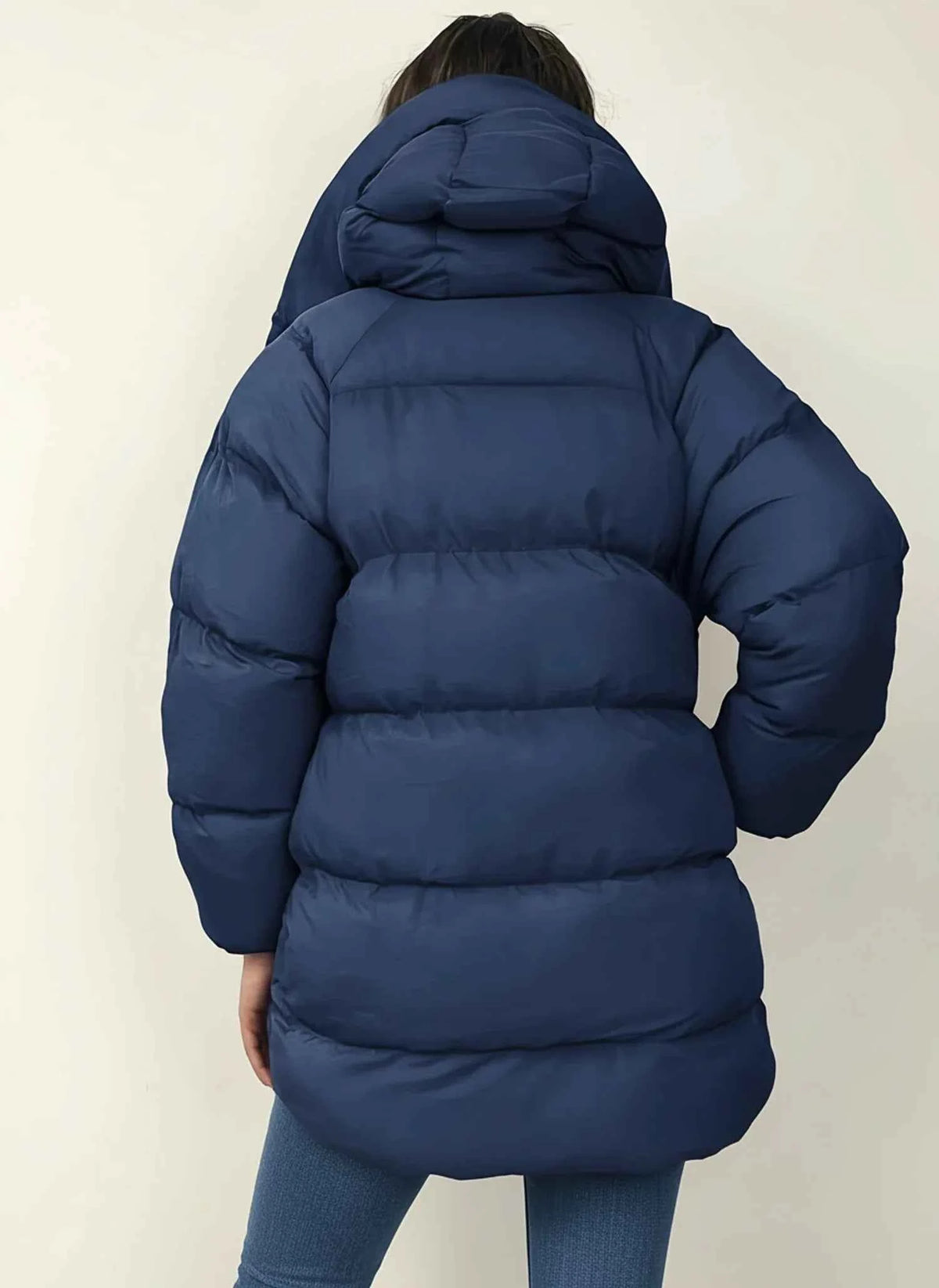 Women's Polyester Jacket Oversized Button Closure Black Winter