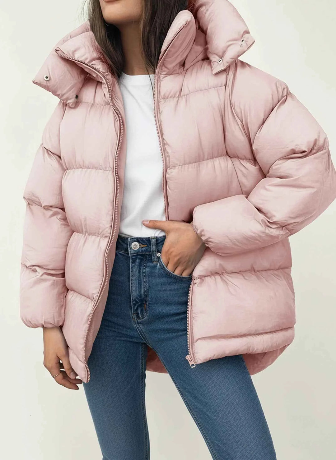 Women's Oversized Winter Puffer Jacket Pink