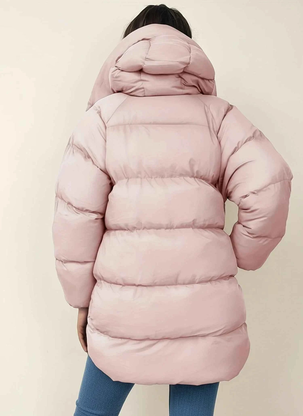 Women's Polyester Jacket Oversized Button Closure Black Winter