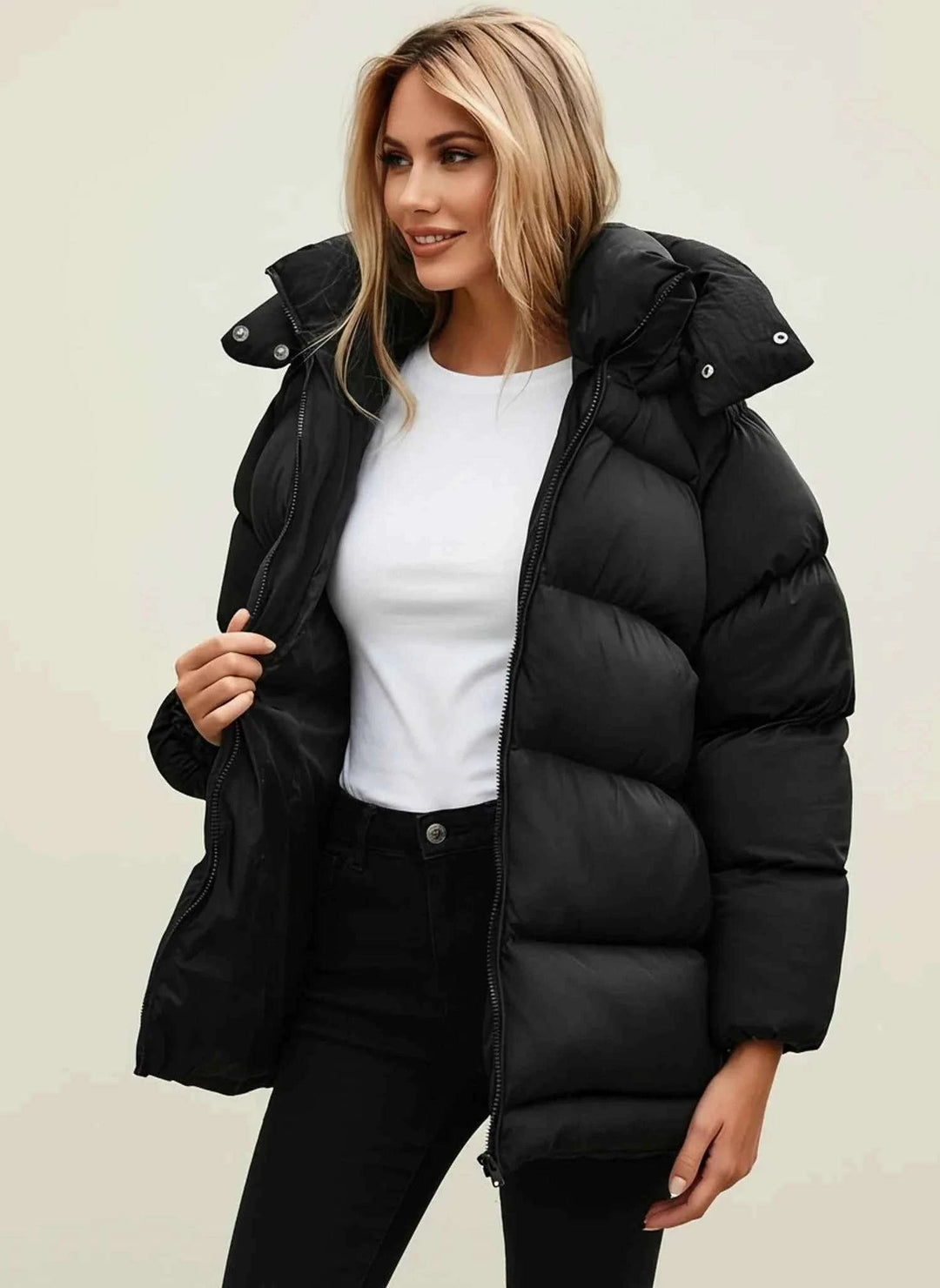 Women's Oversized Winter Puffer Jacket Black