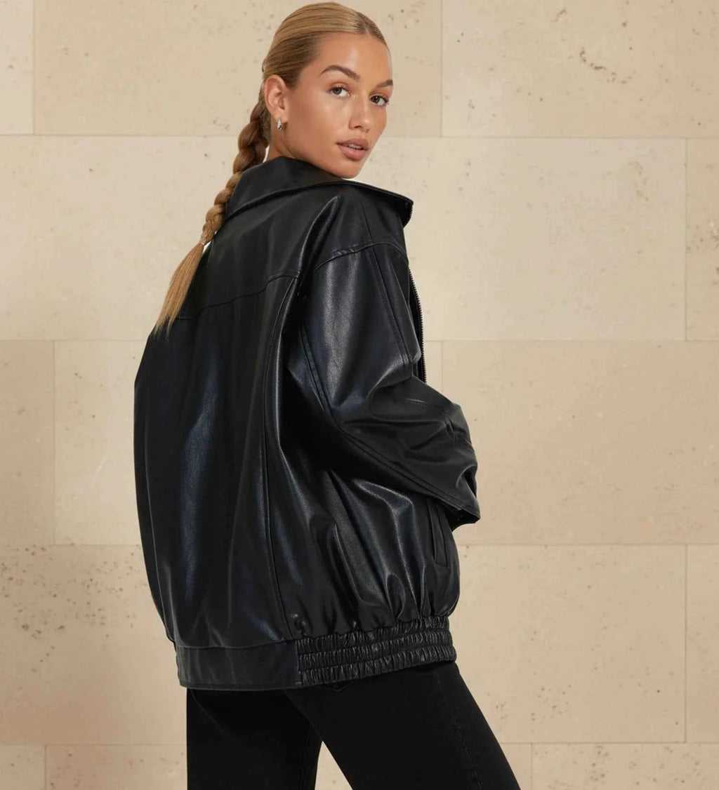 Women's Polyester Oversized Zip-up Jacket Winter Essential