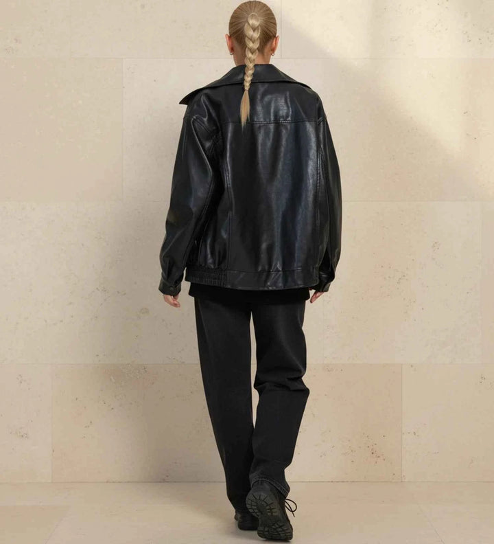 Women's Oversized Zip-Up Bomber Jacket