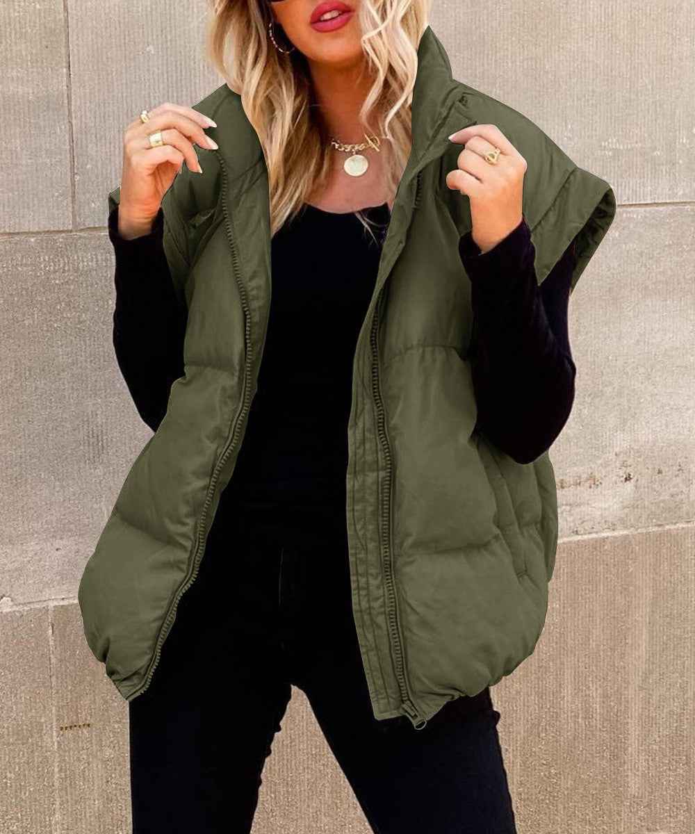 Women's Padded Bodywarmer – Lined, Relaxed Fit, Zipper Closure – Casual Layering Green