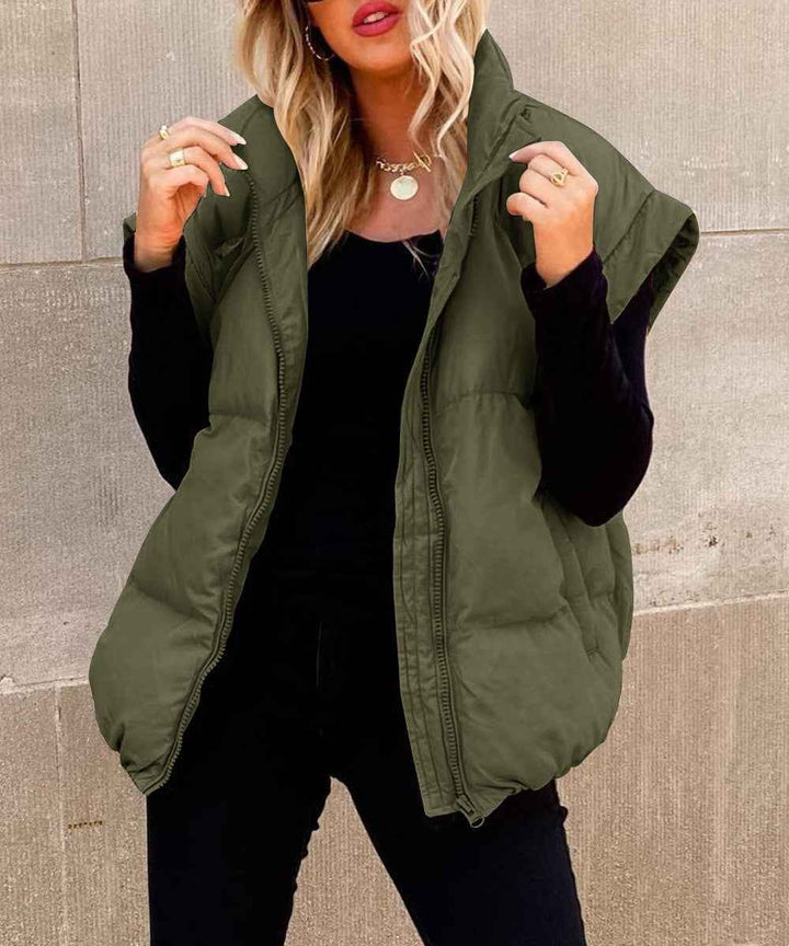 Women's Padded Bodywarmer – Lined, Relaxed Fit, Zipper Closure – Casual Layering Green