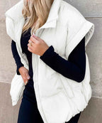Women's Quilted Relaxed Fit Padded Vest Winter Essential White