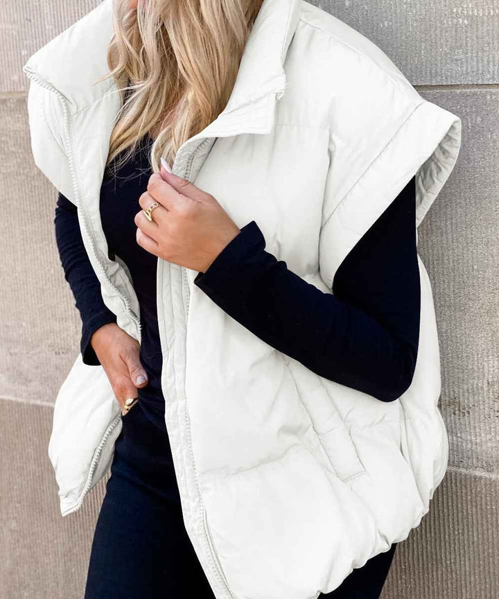 Women's Padded Bodywarmer – Lined, Relaxed Fit, Zipper Closure – Casual Layering White