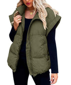 Women's Quilted Relaxed Fit Padded Vest Winter Essential