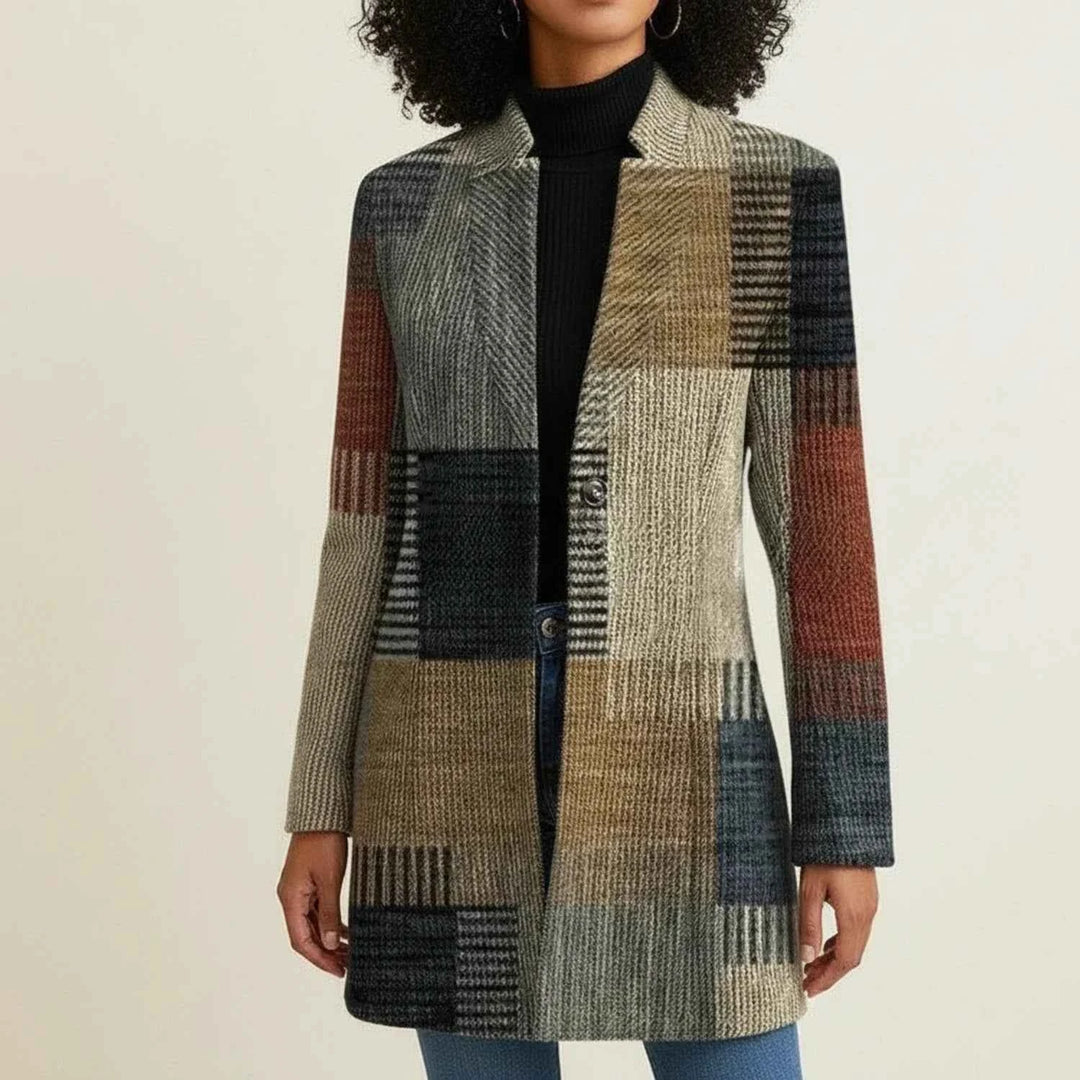 Women's Plaid Longline Shirt Jacket Multicolored