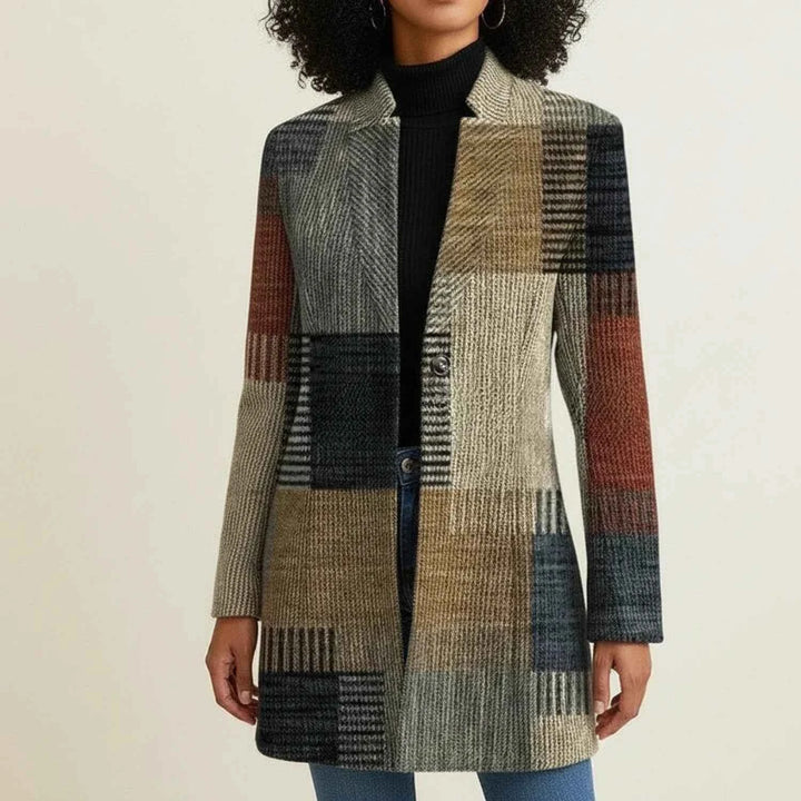 Women's Plaid Longline Shirt Jacket Multicolored