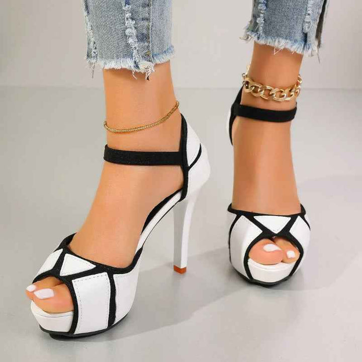 Women's Platform Heels with Color Block Design