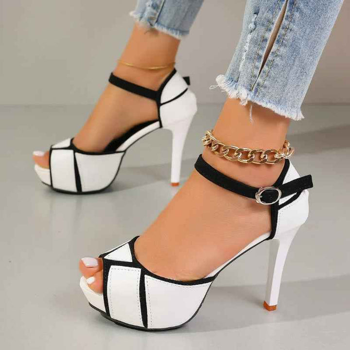 Women's Platform Heels with Color Block Design