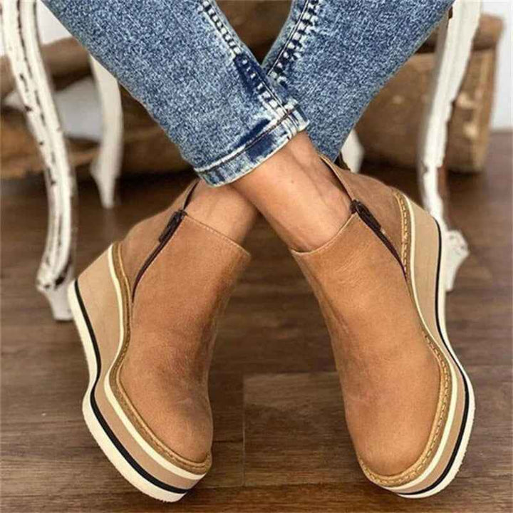 Women's Platform Wedge Ankle Boots – Comfortable & Supportive All-Day Wear Khaki
