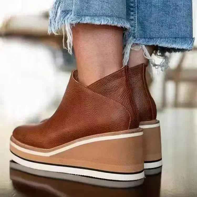 Women's Platform Wedge Ankle Boots – Comfortable & Supportive All-Day Wear