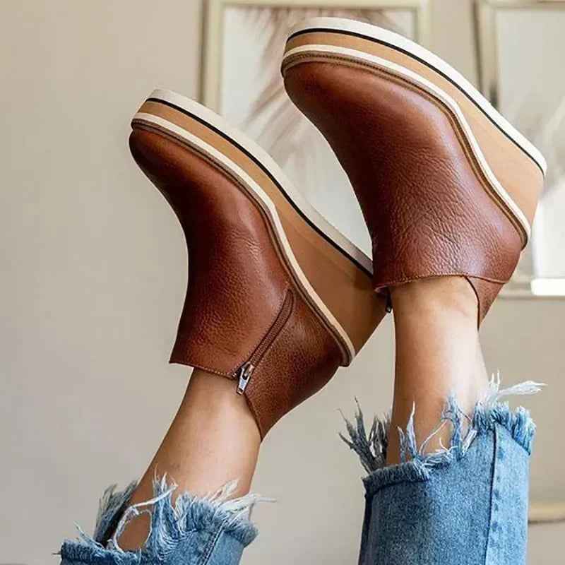 Women's Platform Wedge Ankle Boots – Comfortable & Supportive All-Day Wear