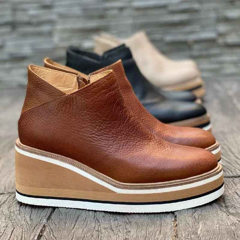 Women's Platform Wedge Ankle Boots – Comfortable & Supportive All-Day Wear