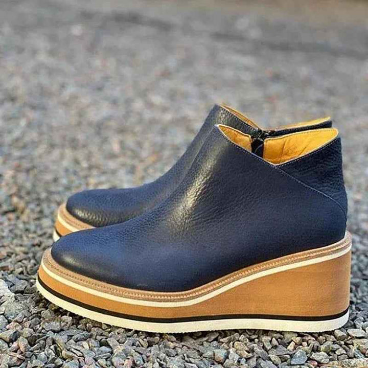 Women's Platform Wedge Ankle Boots – Comfortable & Supportive All-Day Wear Blue