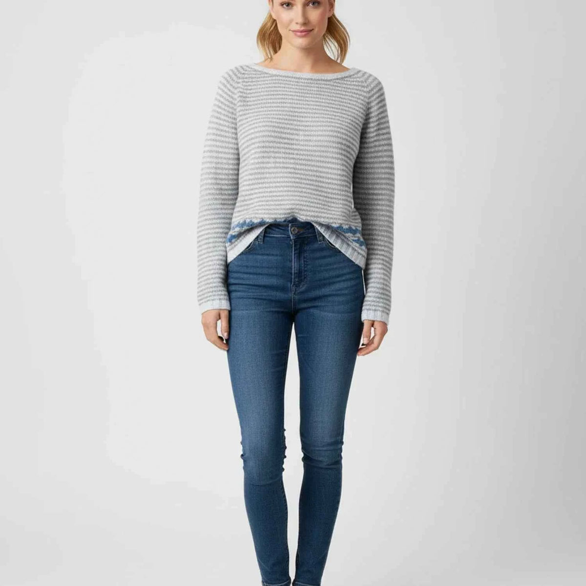 Women's Cotton Sweater Relaxed Fit Fair Isle Green Winter