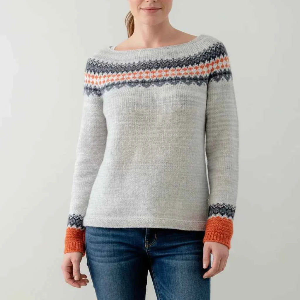 Women's Printed Crewneck Sweater Light Grey