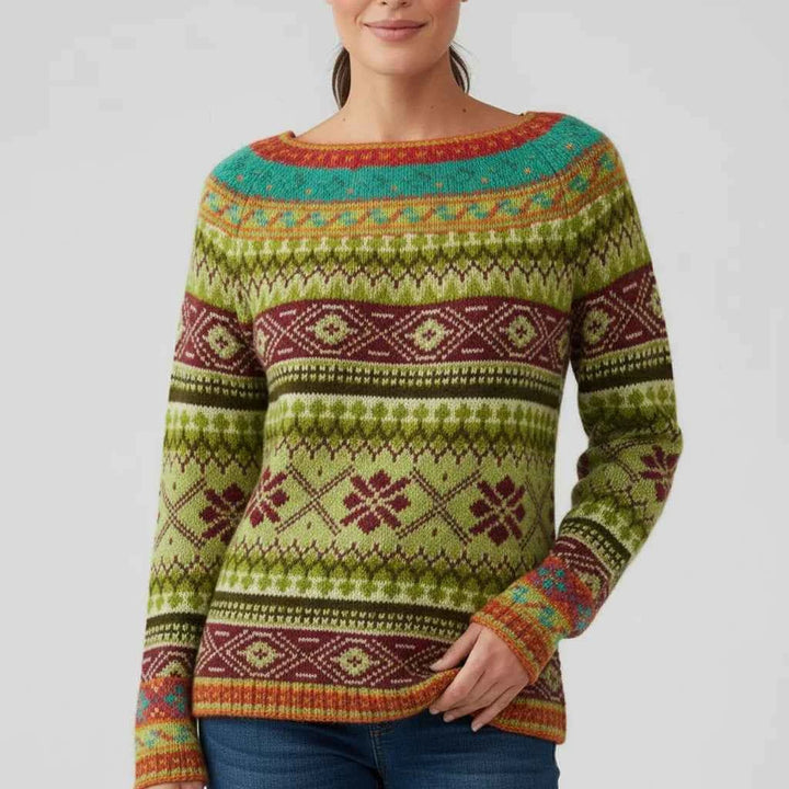 Women's Printed Crewneck Sweater Light Green