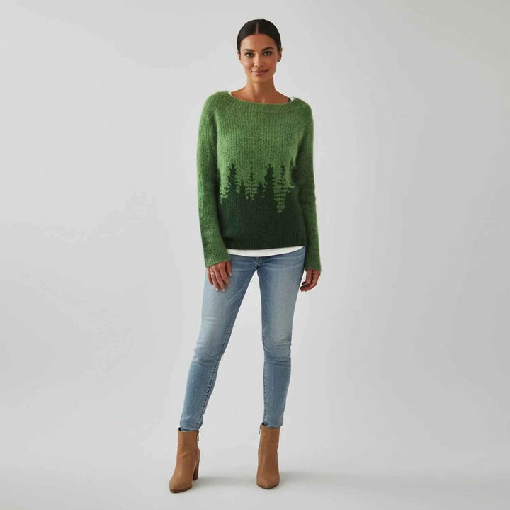 Women's Printed Crewneck Sweater