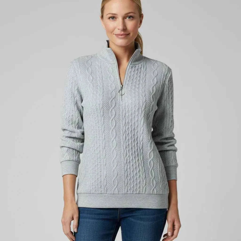 Women's Quarter Zip Sweater Gray