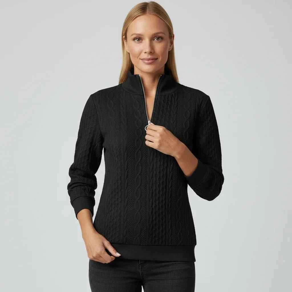 Women's Quarter Zip Sweater Black
