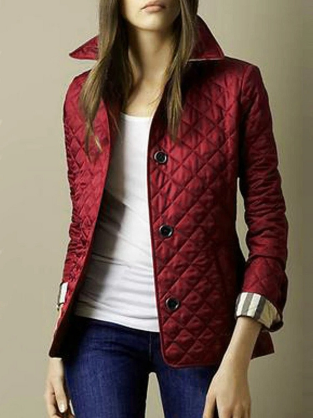Women's Quilted Aldridge Jacket Dark Red