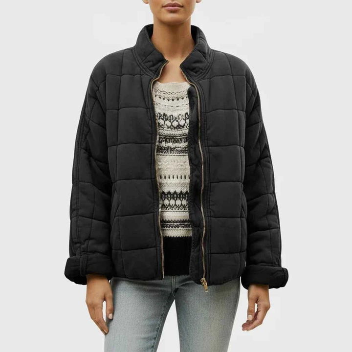 Women's Quilted Bomber Jacket Black