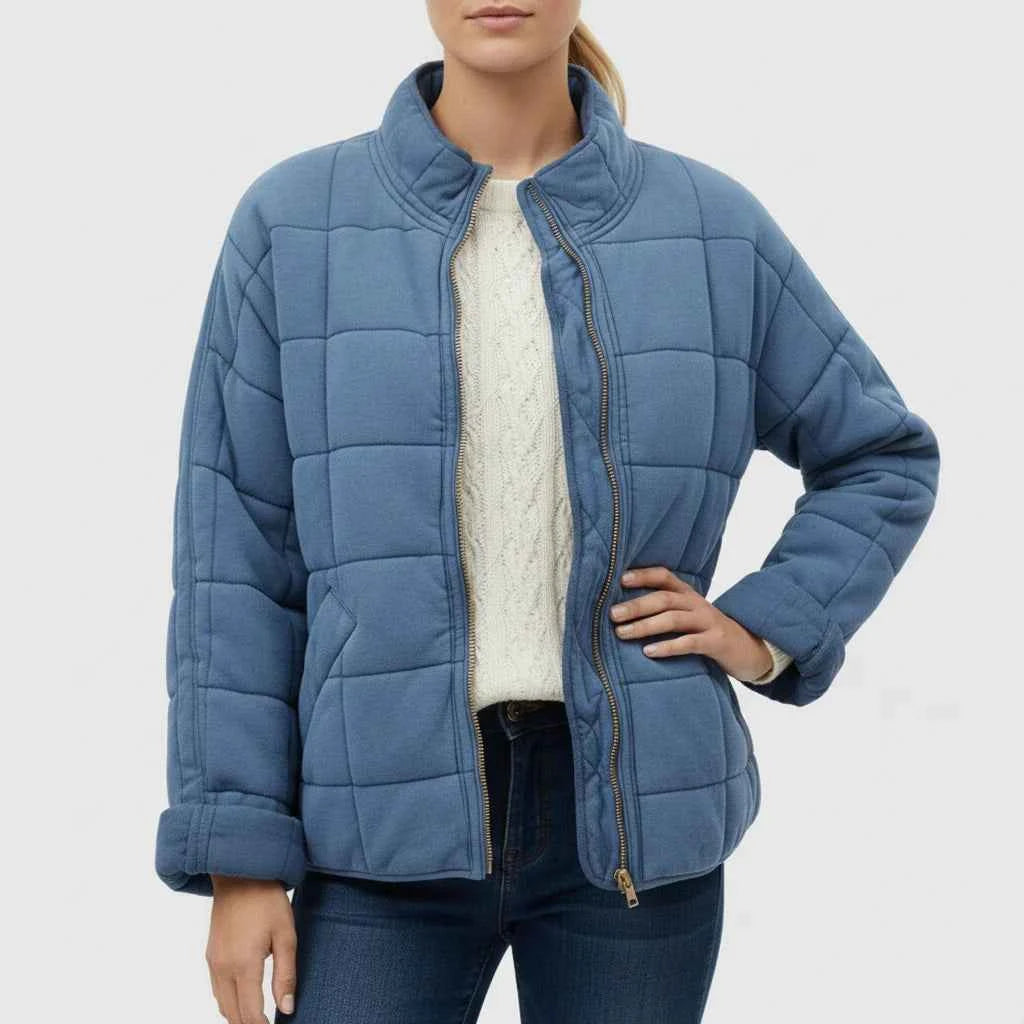 Women's Quilted Bomber Jacket Blue