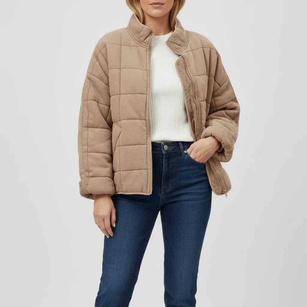 Women's Quilted Bomber Jacket Khaki