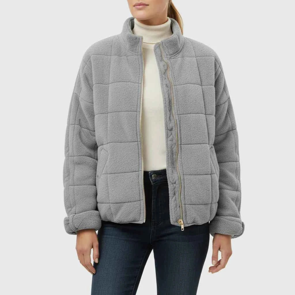 Women's Quilted Bomber Jacket Gray