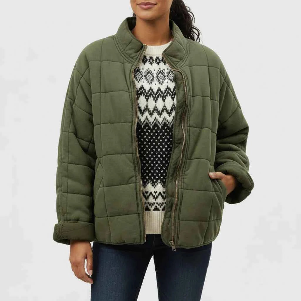 Women's Quilted Bomber Jacket Green