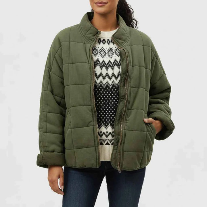 Women's Quilted Bomber Jacket Green