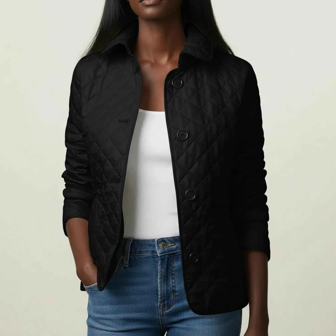 Women's Quilted Collar Jacket Black