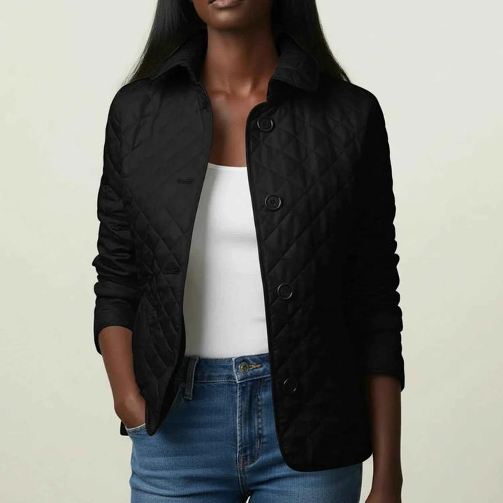 Women's Quilted Collar Jacket Black