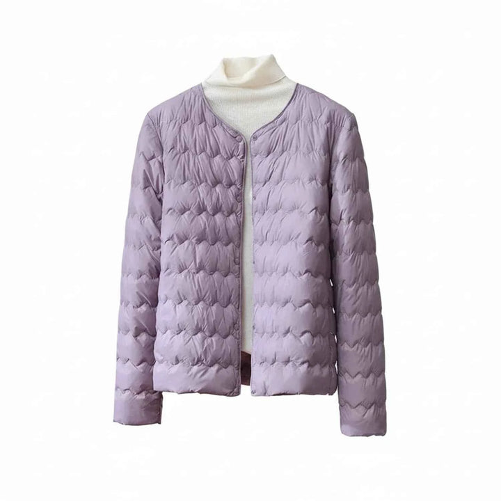 Women's Quilted Collarless Puffer Jacket Purple