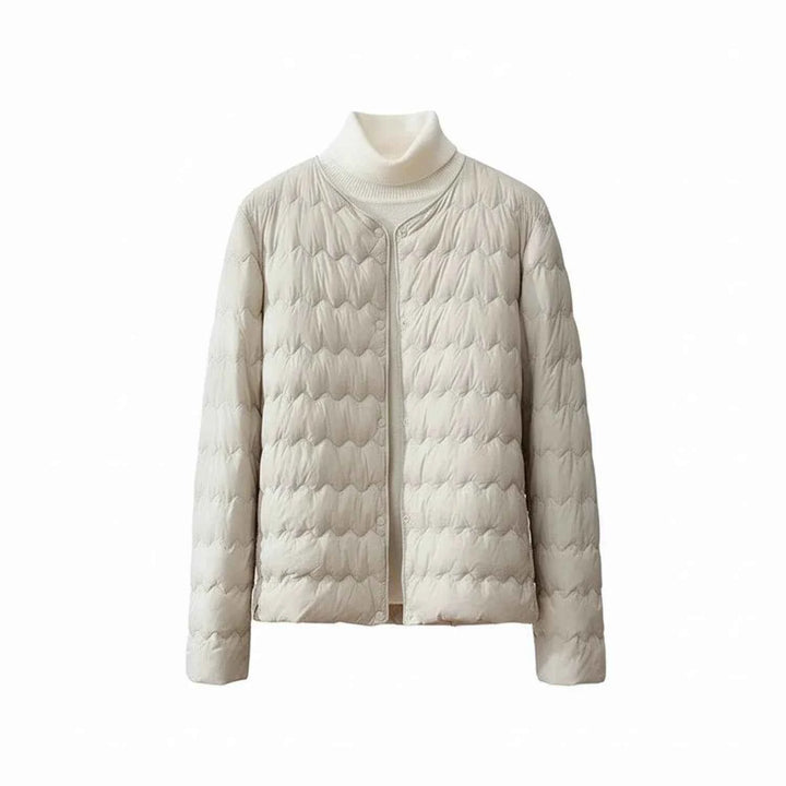 Women's Quilted Collarless Puffer Jacket Beige