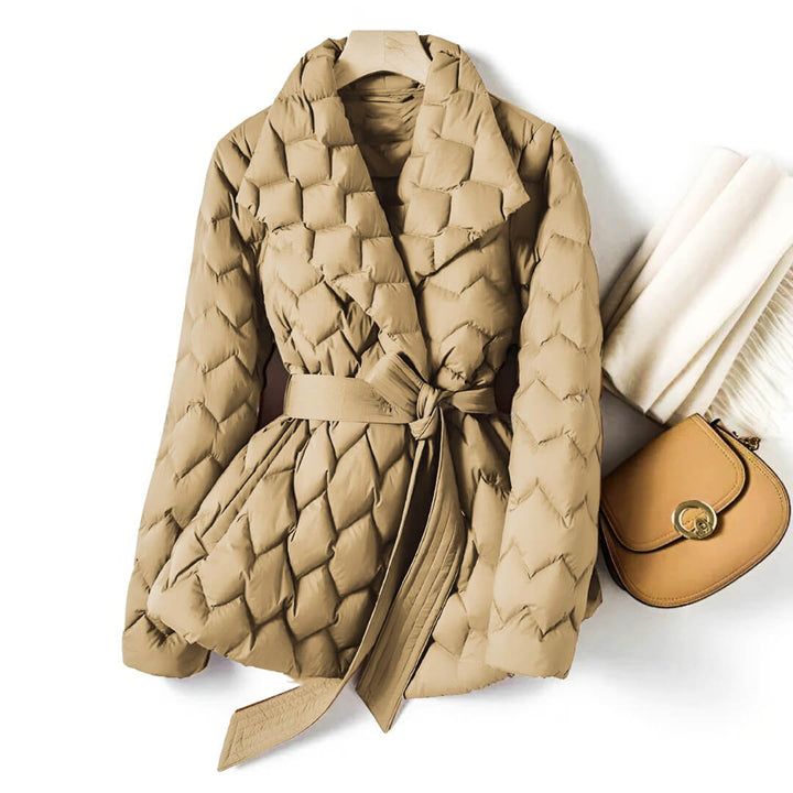 Women's Quilted Down Coat - Verona Style Sandstone Beige