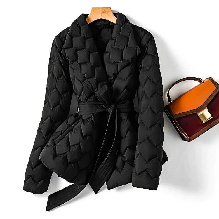 Women's Quilted Down Coat - Verona Style Midnight Black