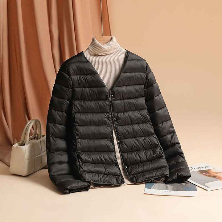 Women's Quilted Jacket - Stylish and Warm Outerwear Black