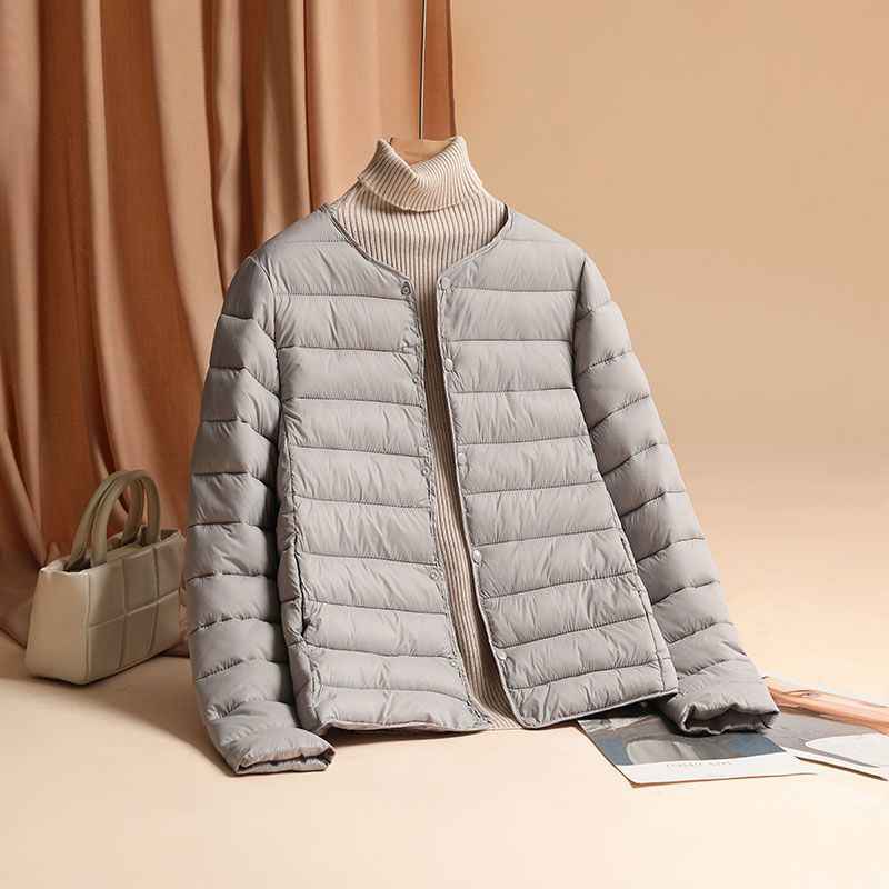 Women's Quilted Jacket - Stylish and Warm Outerwear Light Gray