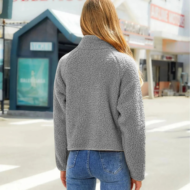 Women's Quilted Teddy Sleeve Jacket | Casual Outerwear Grey