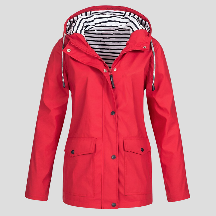 Women's Rainproof Hooded Jacket - Valencia Style Red