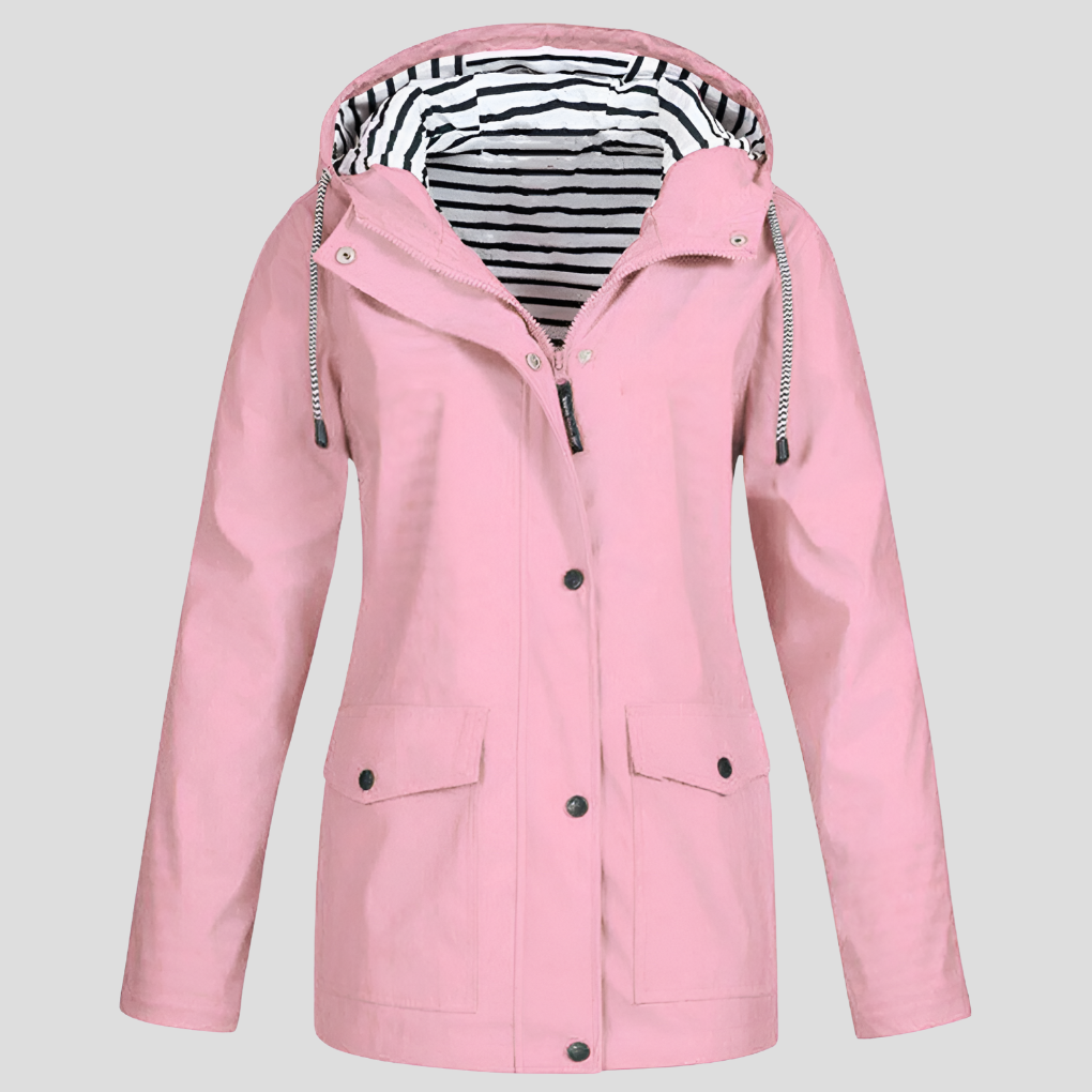 Women's Rainproof Hooded Jacket - Valencia Style Pink