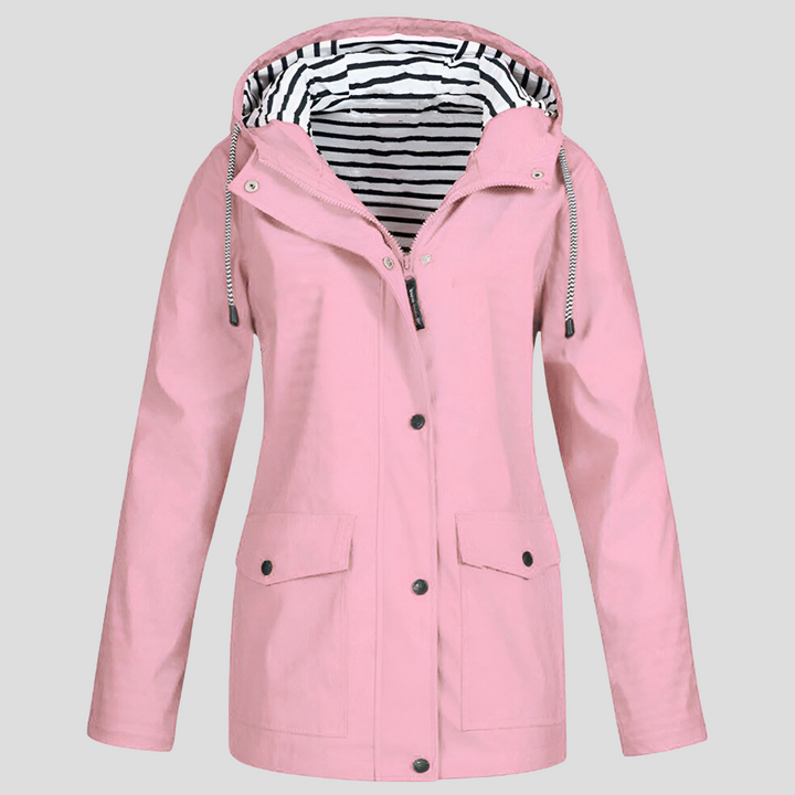 Women's Rainproof Hooded Jacket - Valencia Style Pink