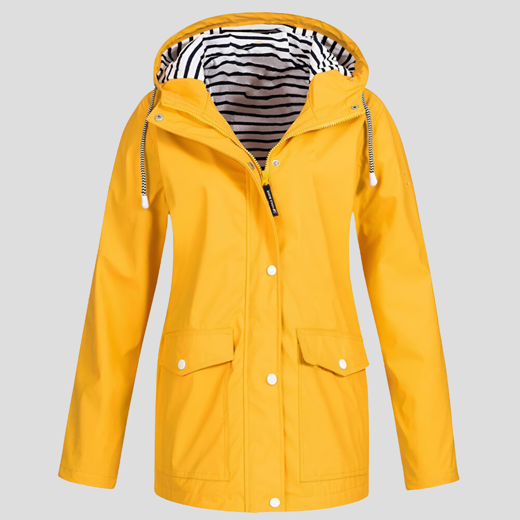 Women's Rainproof Hooded Jacket - Valencia Style Yellow