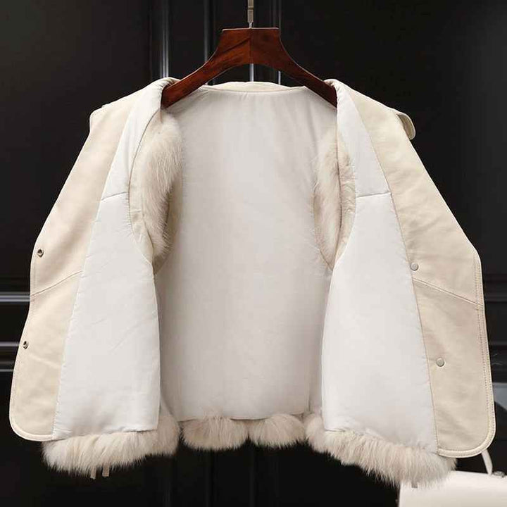 Women's Regular Fit Collared Lapel Fur Trim Vest