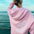 Women's Regular Fit Hoodie – Long Sleeves – Comfortable Casual Style with Motivational Back Print Light Pink - White Print