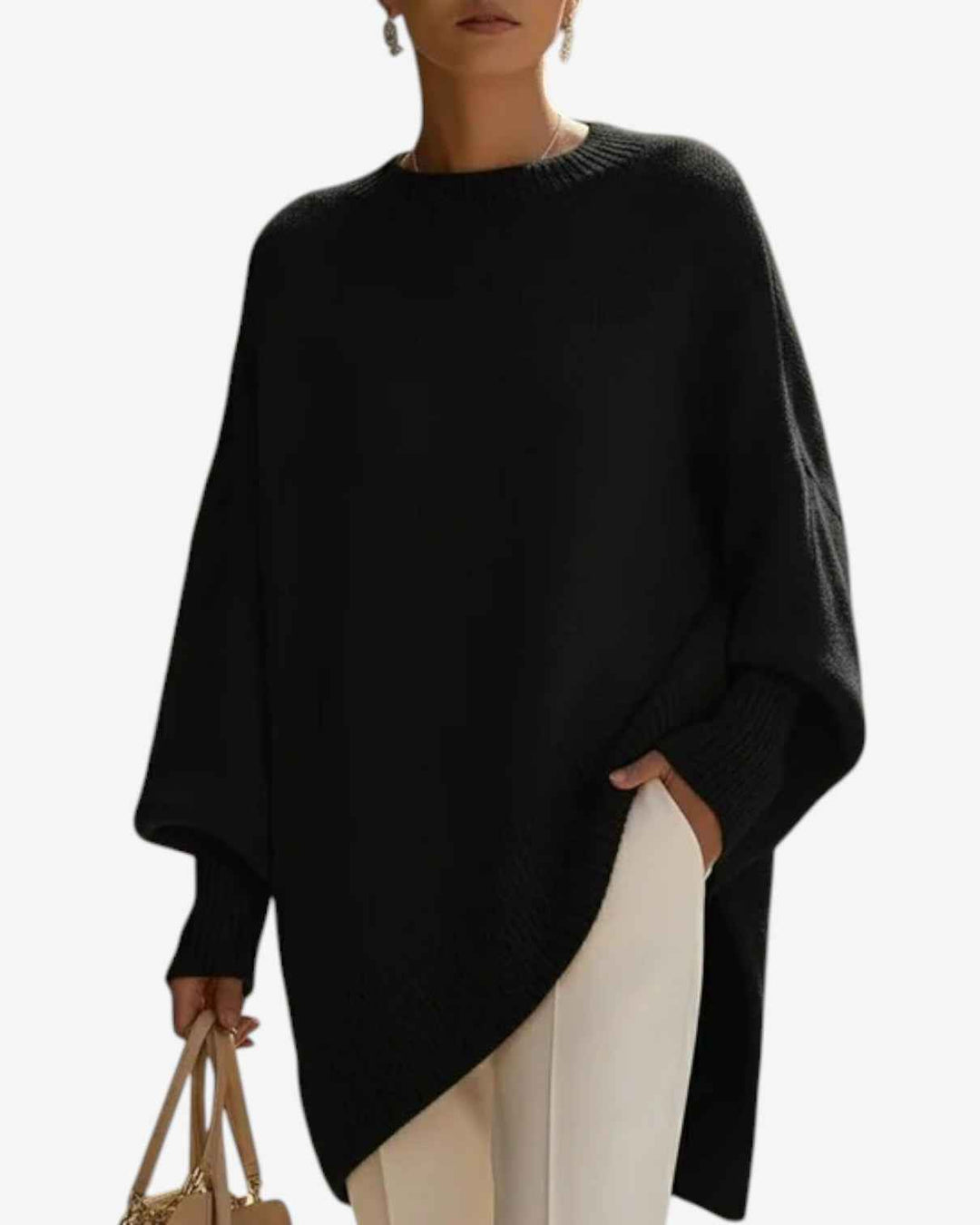 Women's Relaxed Cashmere Blend Knit Sweater Black